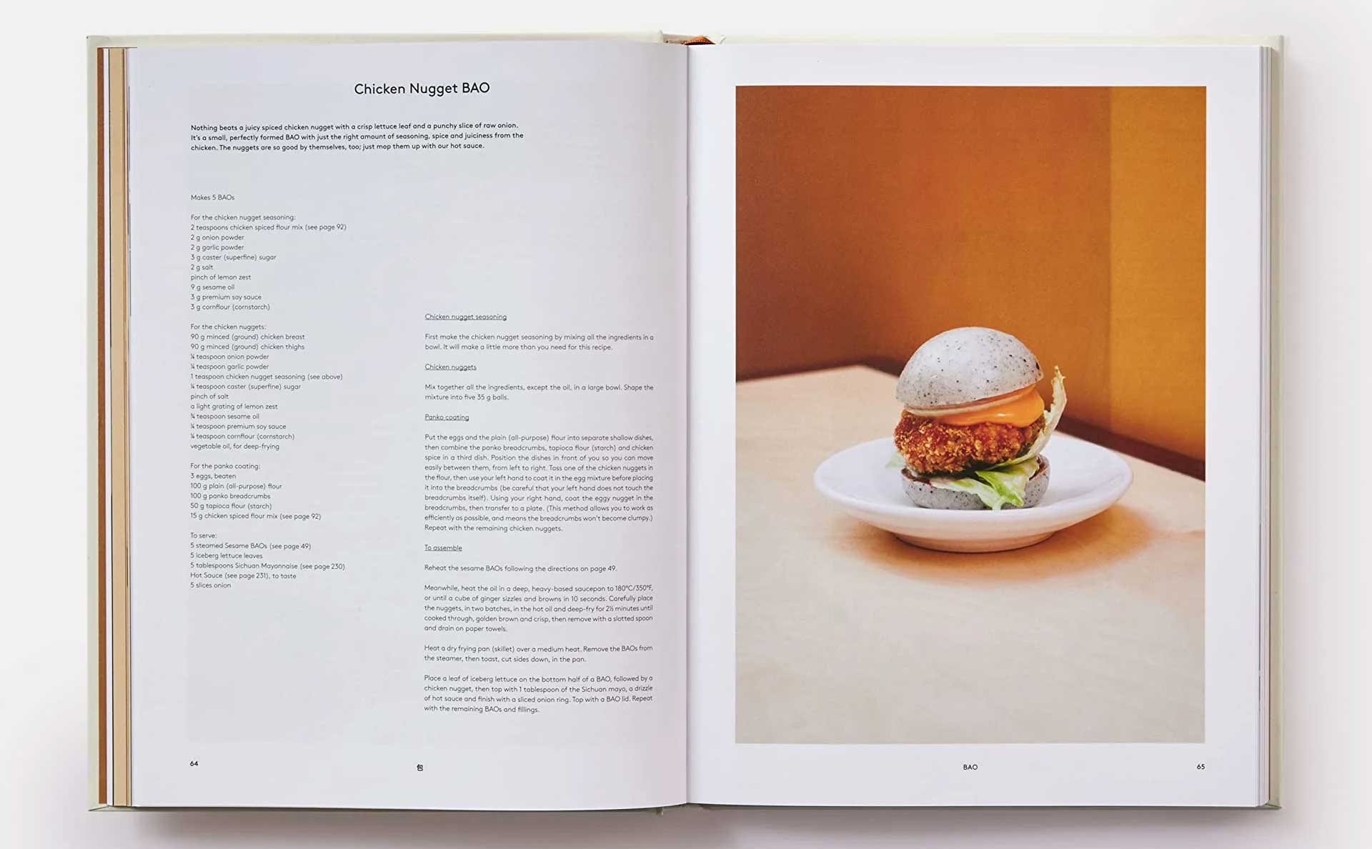 Chicken nugget bao bun recipe from the Phaidon BAO cookbook by Erchen Chang, Shing Tat Chung, and Wai Ting Chung